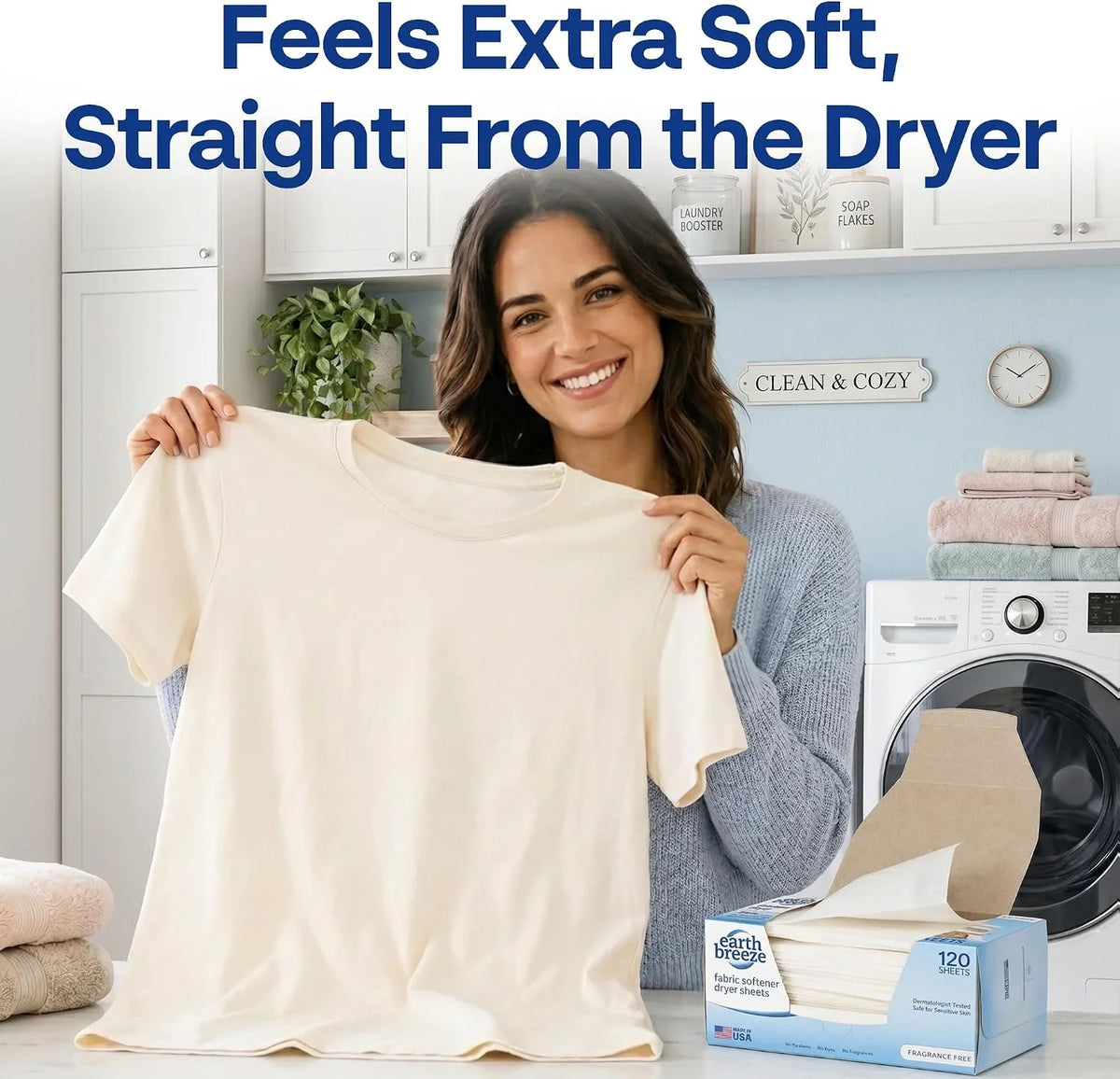 Earth Breeze Fabric Softener Dryer Sheets Fragrance Free (240 Sheets)