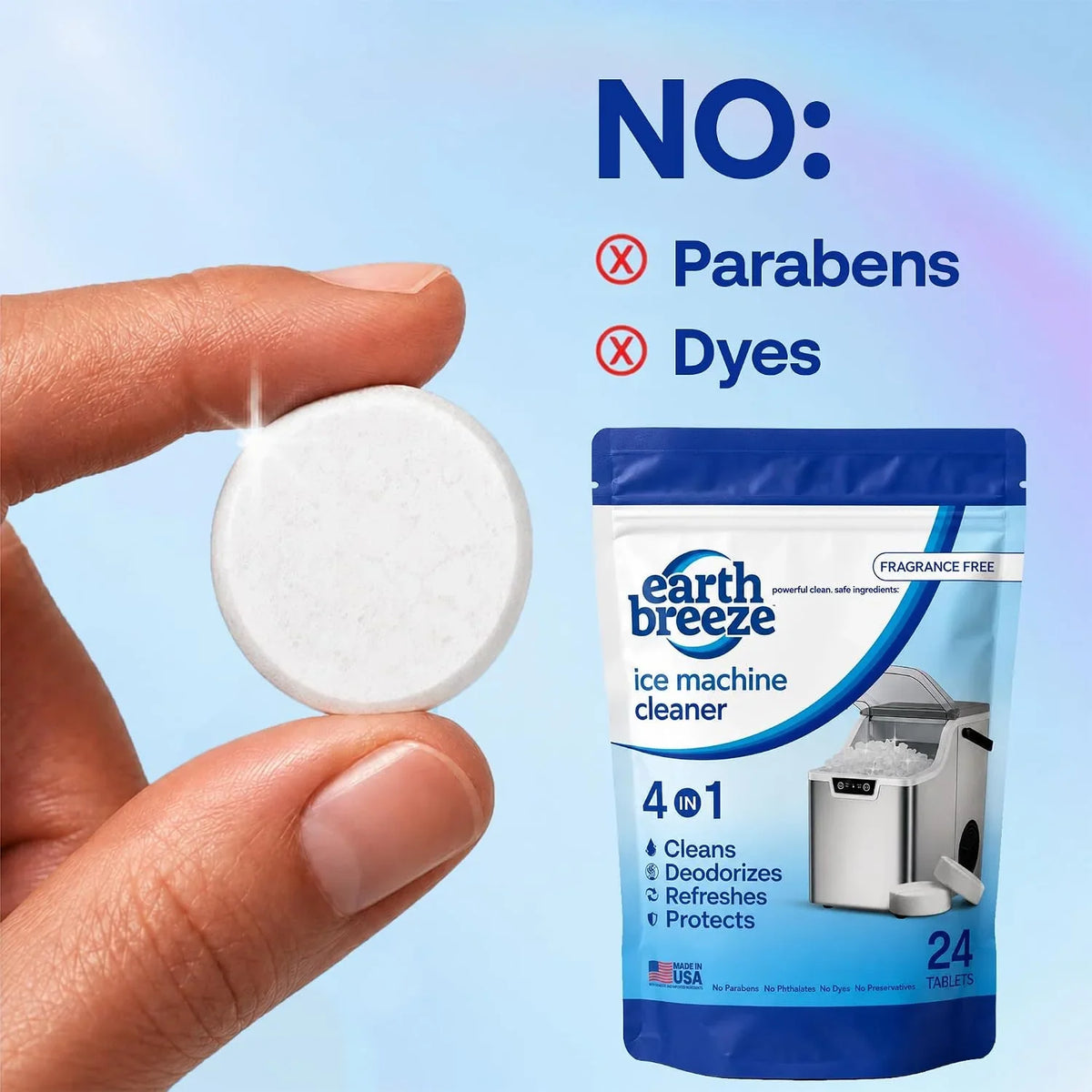 Earth Breeze Ice Machine Cleaner Tablets 4-in-1 Fragrance Free