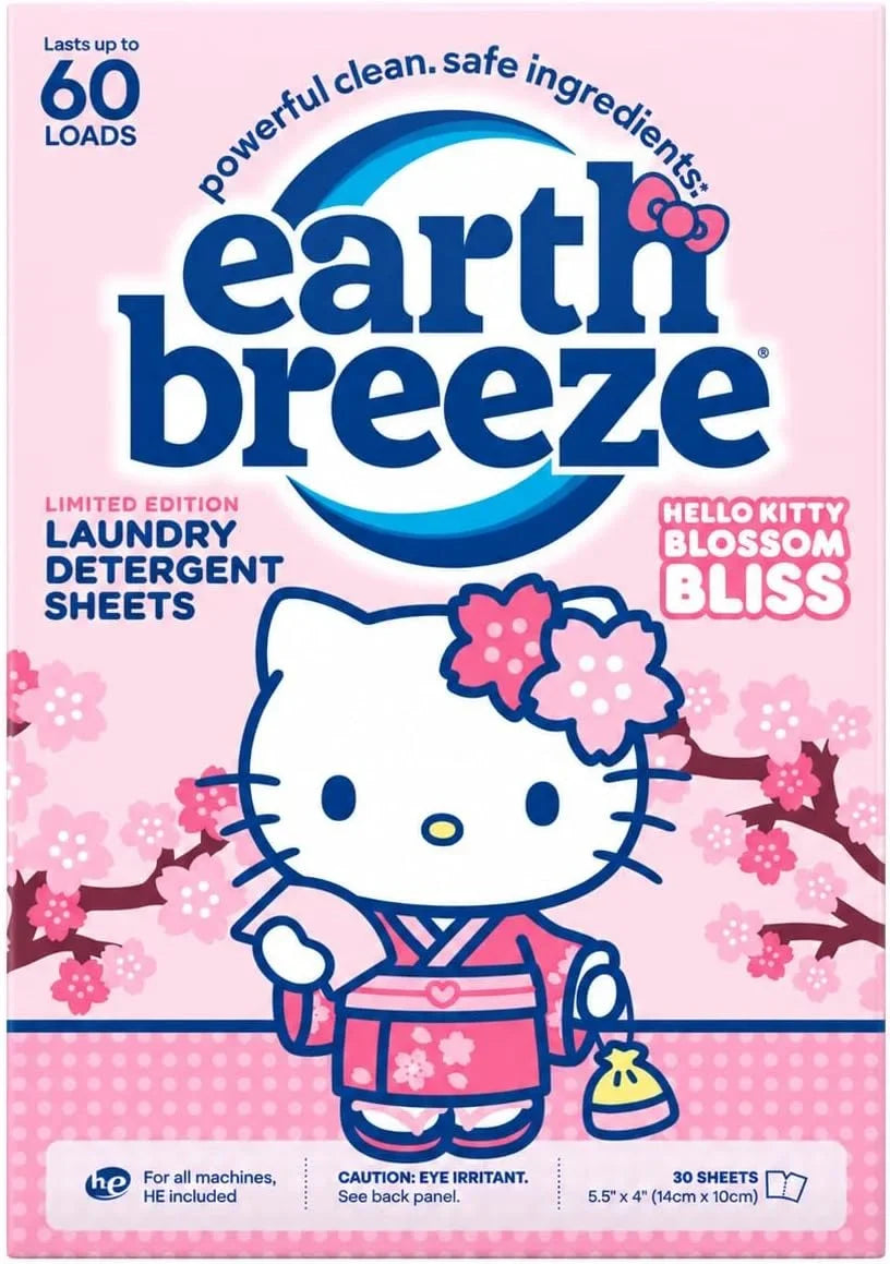Earth Breeze Hello Kitty Laundry Detergent Sheets, Blossom Bliss, 60 Loads