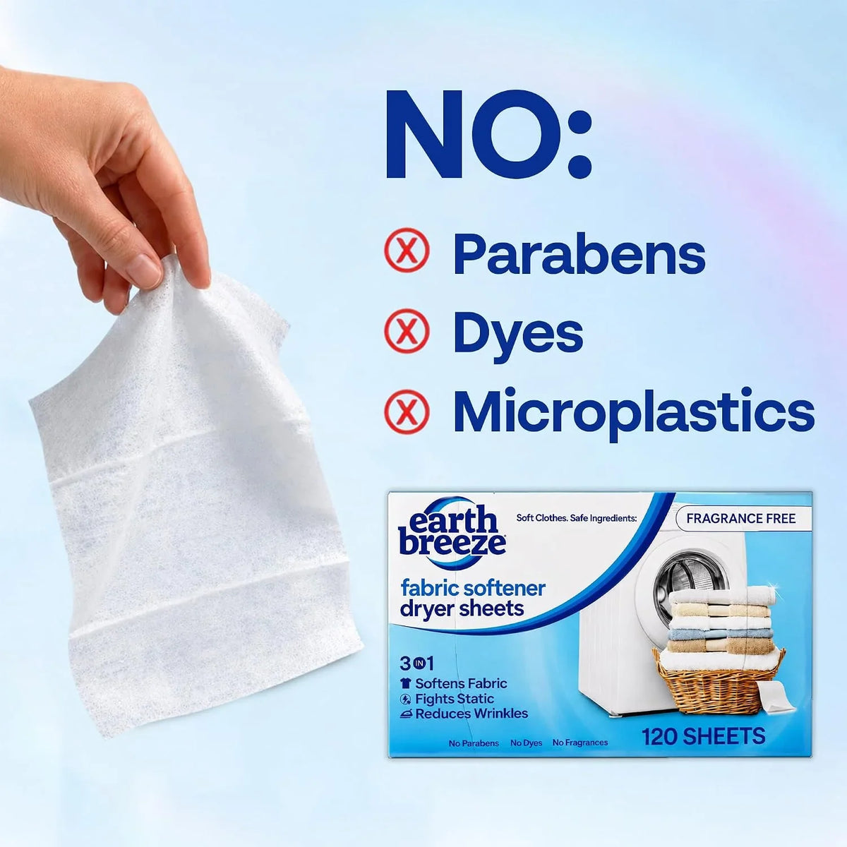 Earth Breeze Fabric Softener Dryer Sheets Fragrance Free (240 Sheets)